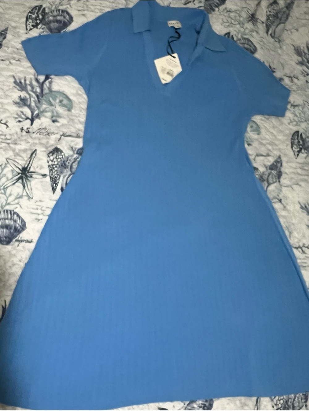Women 2x blue ribbed Sweater dress 20/22 midi soft